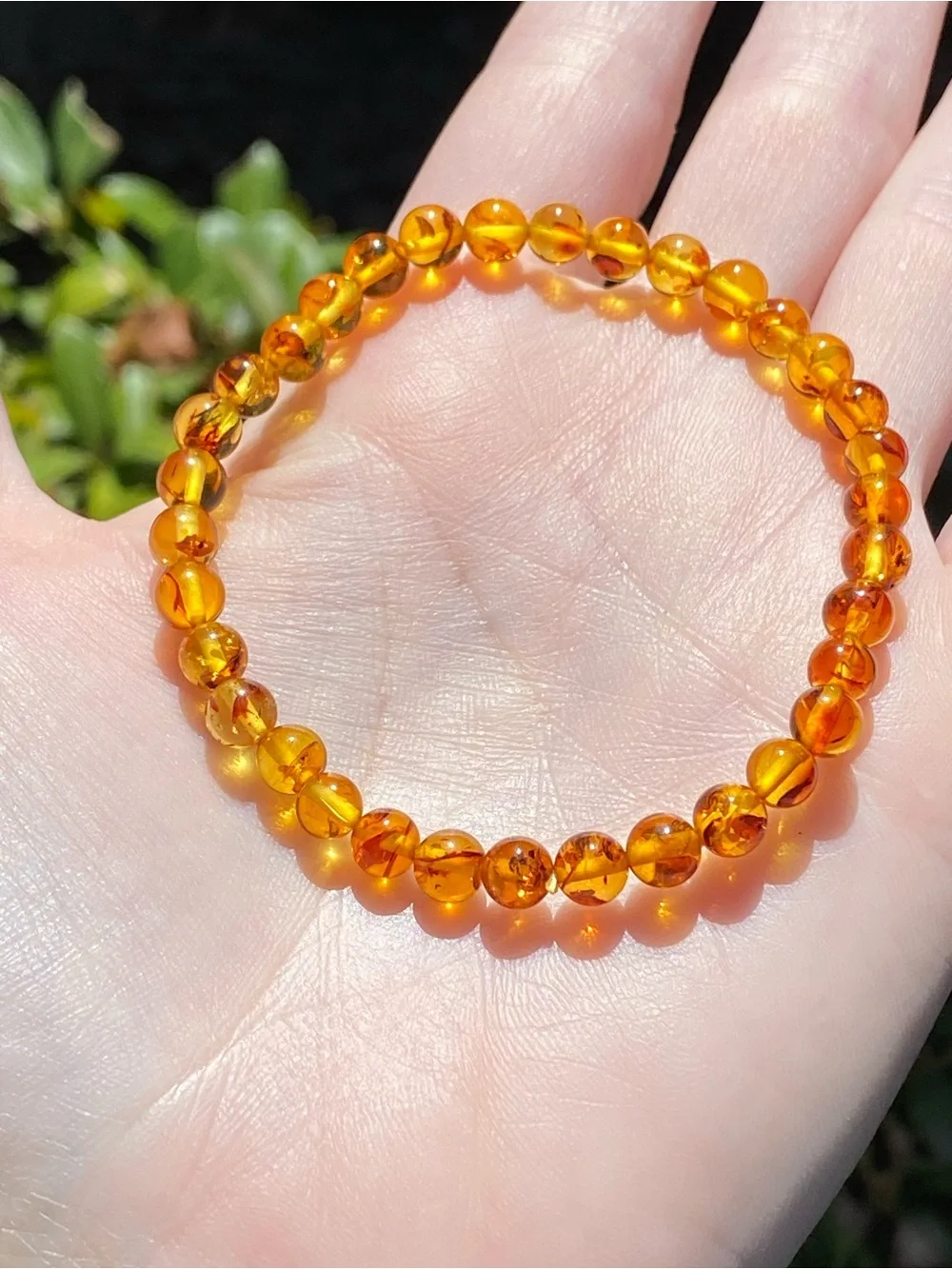 Flower Amber Stretch Bracelet 5.8mm Beads Fits Approximately 7 Inch Wrist